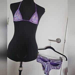 Dolls Kill Purple Holographic Iridescent Bikini Set